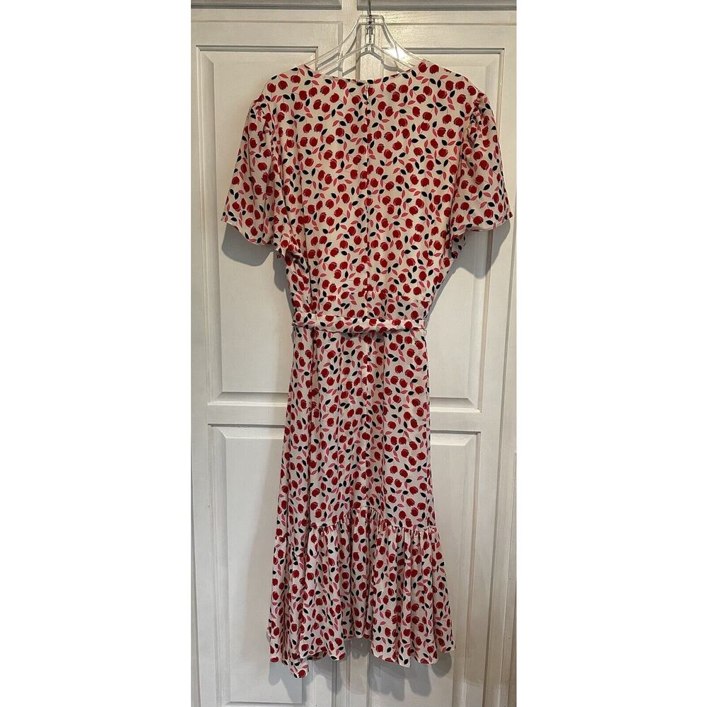 NEW Talbots Plus Cascade Wrap Midi Dress White Red Floral Size 24w Flowy Ruffle - Picture 8 of 10